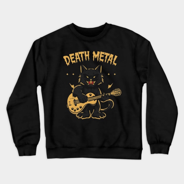 Death Metal Satanic Baphomet Cat playing guitar Crewneck Sweatshirt by Aldrvnd